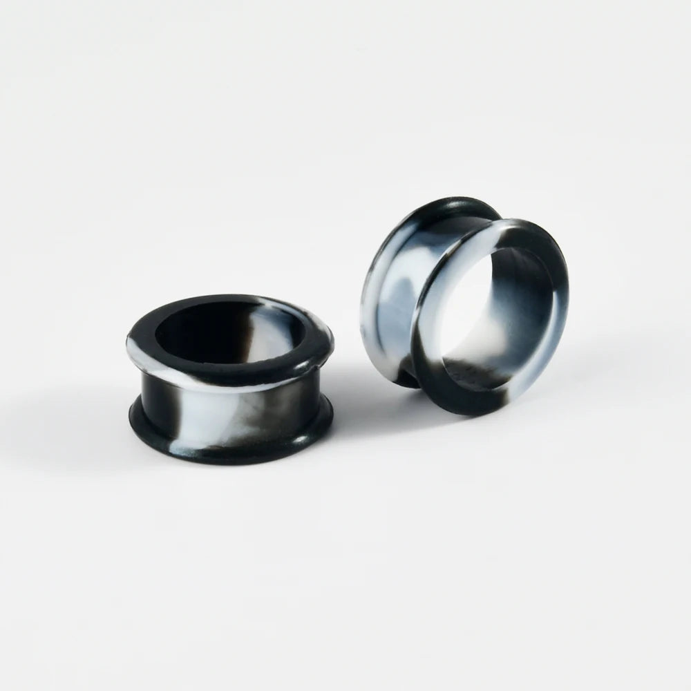 1Pair Uneven Colored  Marble Color Thick Silicone Ear Tunnel Earrings Expander Double Flared Gauges  Plug Piercing  8mm-38mm