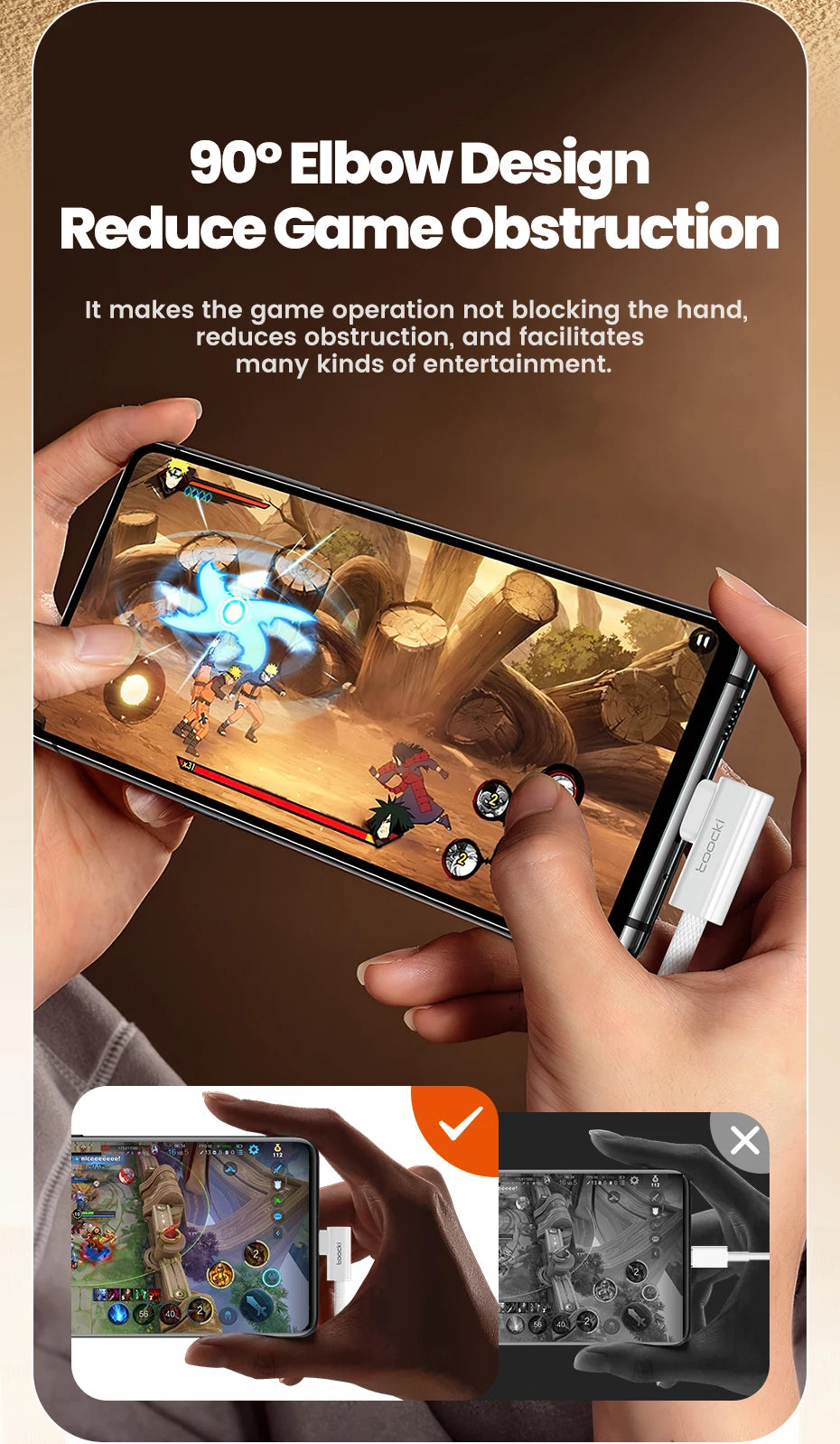 Toocki 100W Elbow 90 Degree USB A to Type C Fast Charging Cable 6A USB C Data Cable For Huawei Samsung Xiaomi Iphone16 15 Tablet