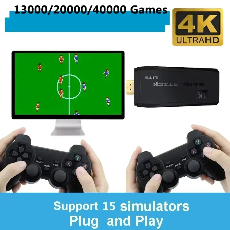 M8 4K Retro Game Console - 64GB Handheld TV Stick with 20,000+ Preloaded Games & Wireless Controller