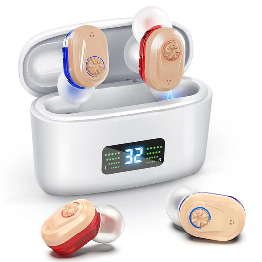 Wireless Mini Noise-cancelling Hearing Aid for Seniors, HD Digital Display, With Large-capacity Battery Charging Box