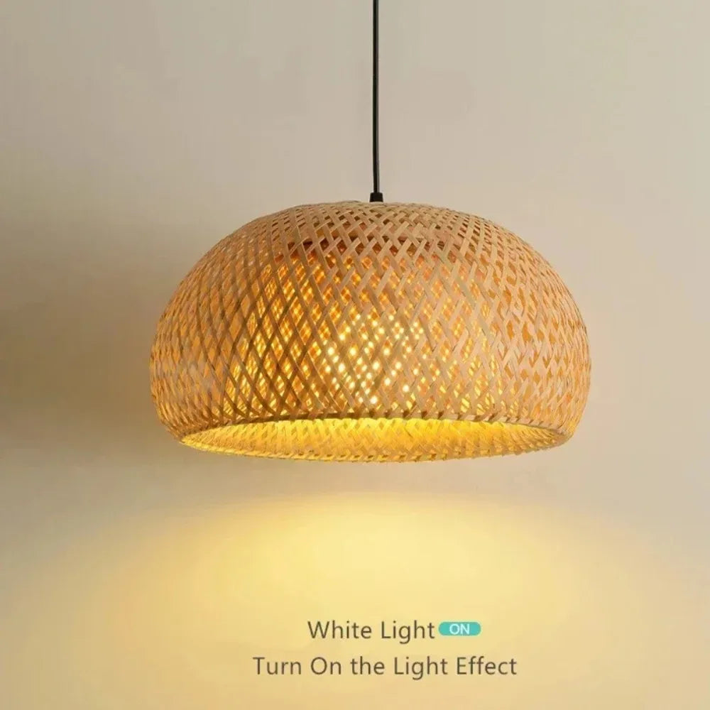 30/38/45CM Hand Knitted Chinese Bamboo Pendant Lamp Weaving Hanging Lamp Restaurant Chandeliers Home Decor Lighting Fixture
