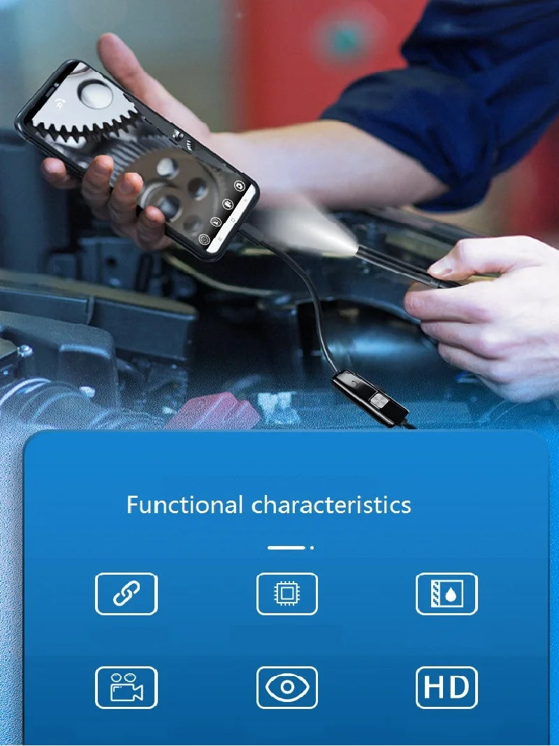 USB Endoscope Inspection Camera with Light,Endoscope with Semi-Rigid Snake Camera,Waterproof USB Inspection Camera for Type-c