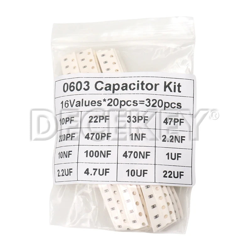 320PCS 720PCS 0603 0805 1206 SMD Capacitor Assorted Kit 16/36/50Values 1PF - 10UF Capacitance Set 100NF 0.1UF 1UF 2.2UF 4.7UF