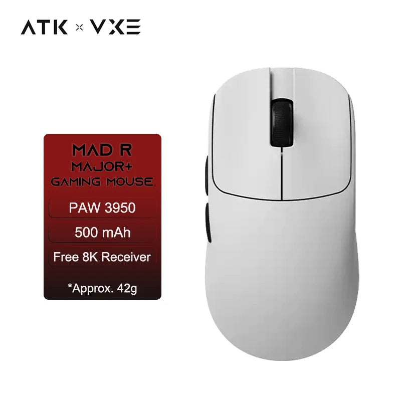 ATK VXE MAD R/R MAJOR Wireless E-sports Gaming Mouse Ultra-lightweight Dual-Mode PAW3395/3950 Ergonomic Mice Standard 8K