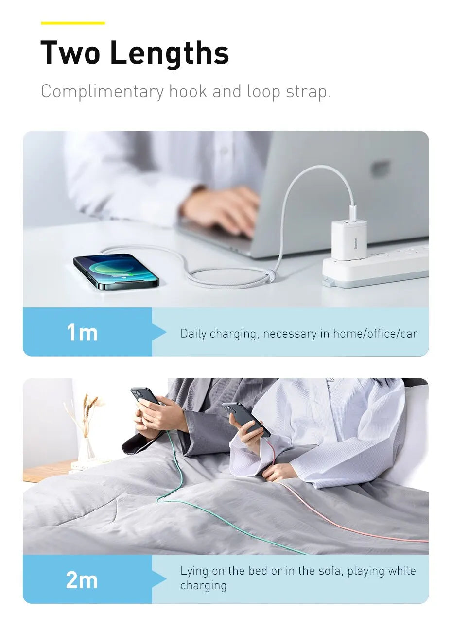 Baseus USB C Cable For IPhone 14 13 12 11 Pro Max XS 20W Fast Charging Cable Type C To Lighting Date Wire For iPad Macbook