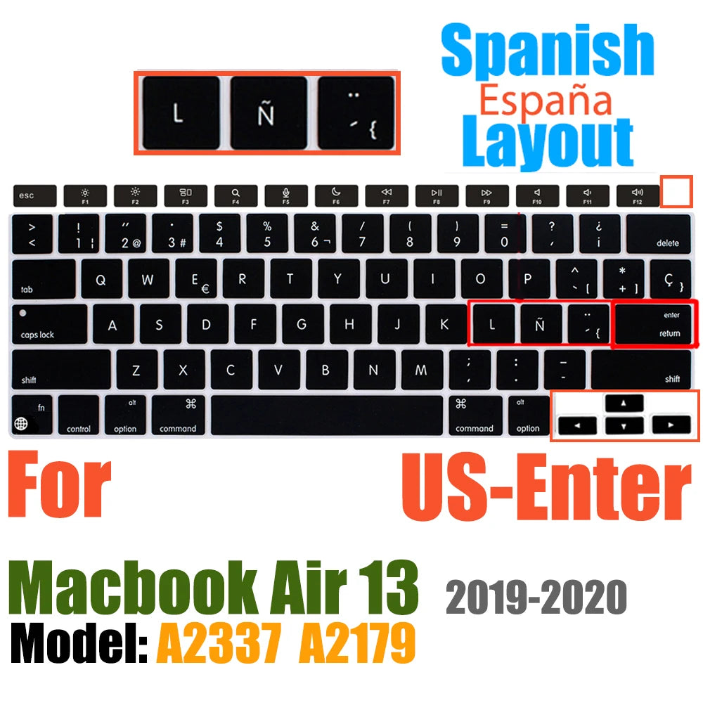 Keyboard Cover For MacBook Air 13 inch 2022 2021 2020 Release A2337 M1 A2179 with Touch ID Waterproof Protective Silicone Skin
