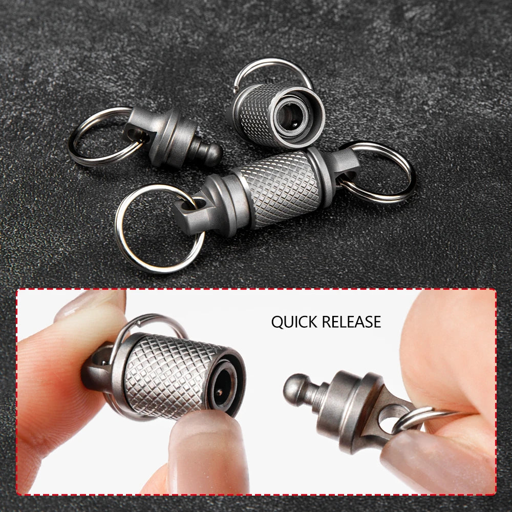 Titanium Alloy Keychain Quick Release Buckle 360 ° Rotation Mini Portable Connector Tool With Stainless Steel Keyring