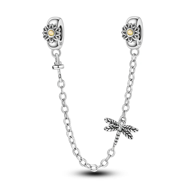 100% 925 Sterling Silver Exquisite Colored Dragonfly Charms Pendants Sparkling Zircon Fit Qikaola Original Bracelets DIY Jewelry