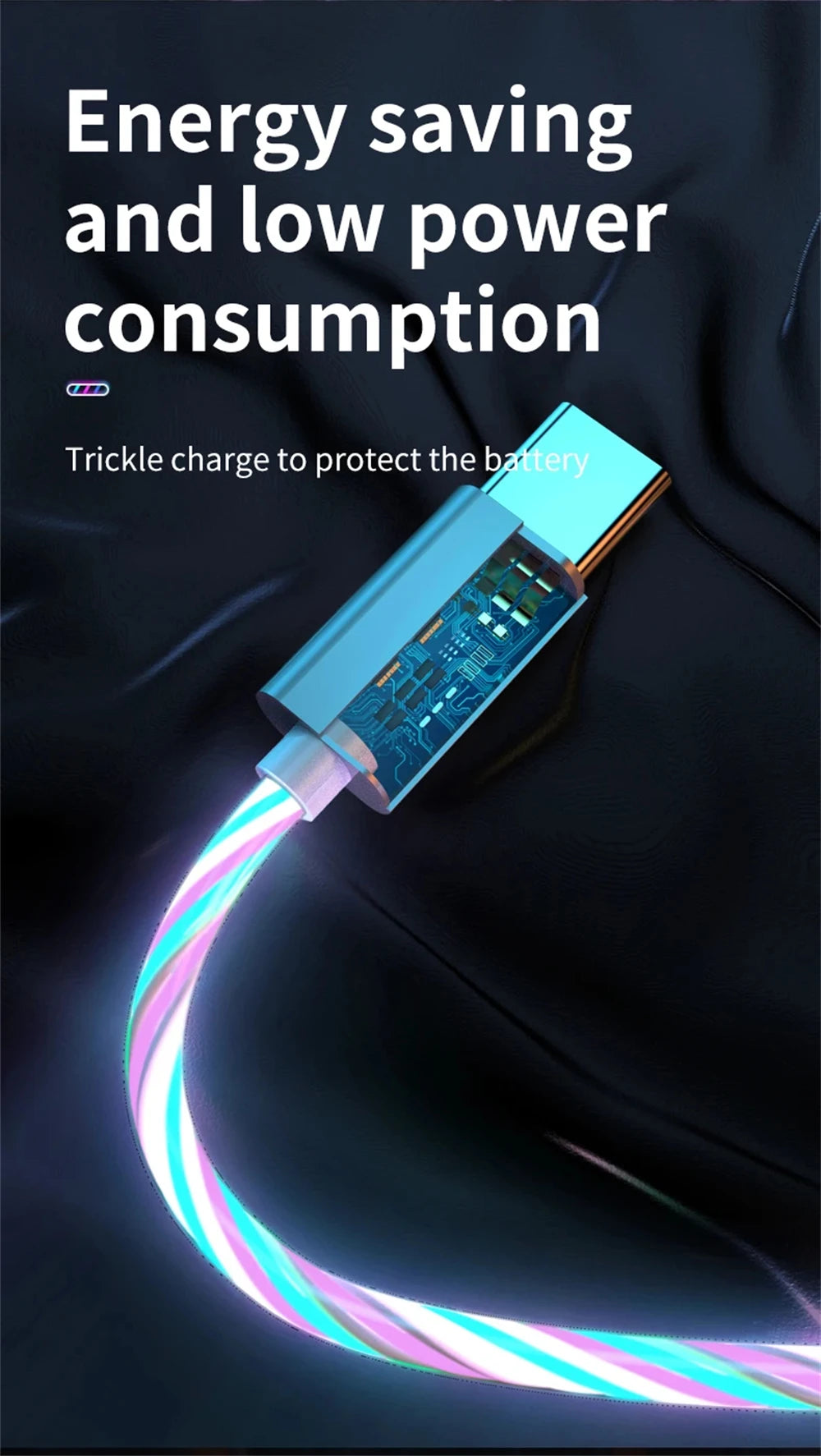 NNBILI 3 IN 1 Glowing LED Light party Phone Charger Luminous USB Type C Cable For Xiaomi iPhone 14 Samsung S24 Phone Accessories