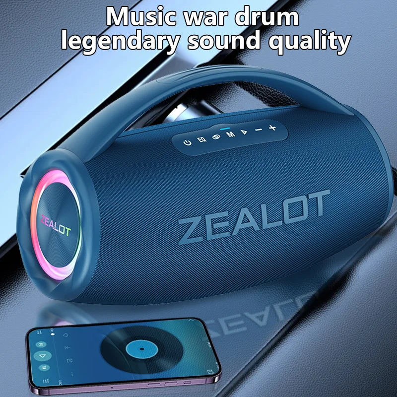 ZEALOT S97 80W Wireless speaker, Outdoor Portable Subwoofer Speaker, Hifi Sound quality,Dual Pairing, Fast Charging,16000mAh.