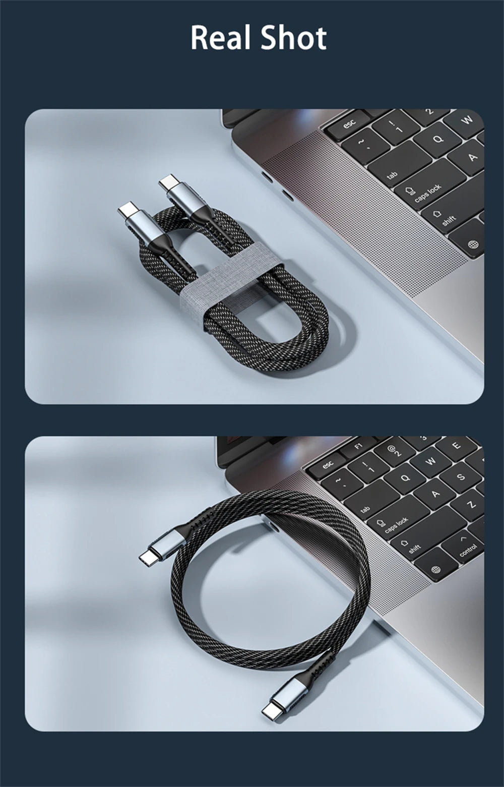 USB C to USB Type C Cable for MacBook Pro Quick Charge 4.0 PD 100W 5A Fast Charging for Samsung Xiaomi mi 10 Charge Cable 1/2M