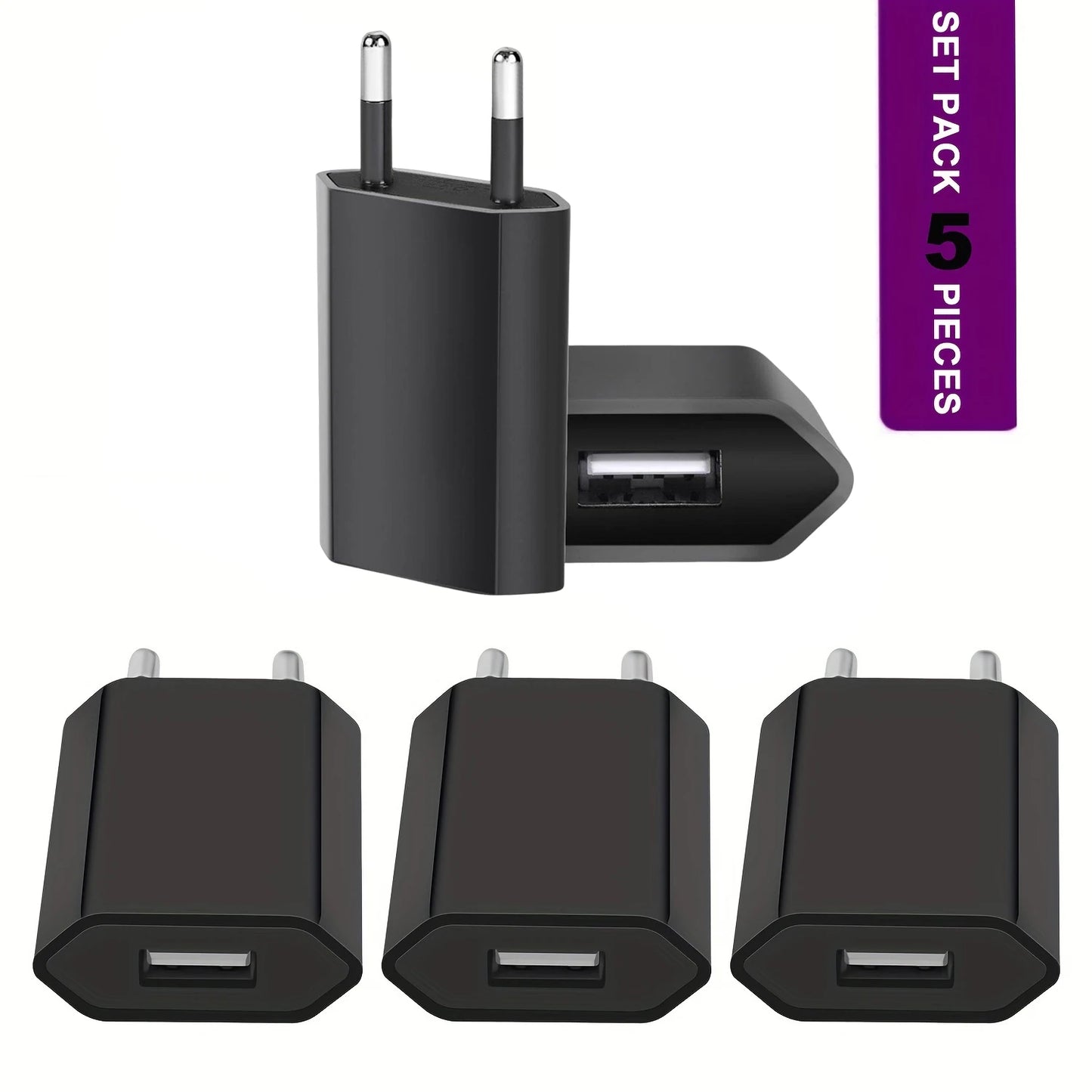 1/3/5pcs 1A 5V Power Supply Adapter Power EU Plug Portable USB Port Adapter Travel Wall Charger for iPhone Samsung Galaxy