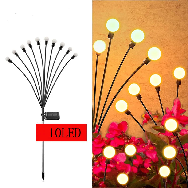 Outdoor LED Solar Lights Waterproof Starburst Solar Firefly Lights Lawn Lamp Garden Lamp for Path Landscape Decorative