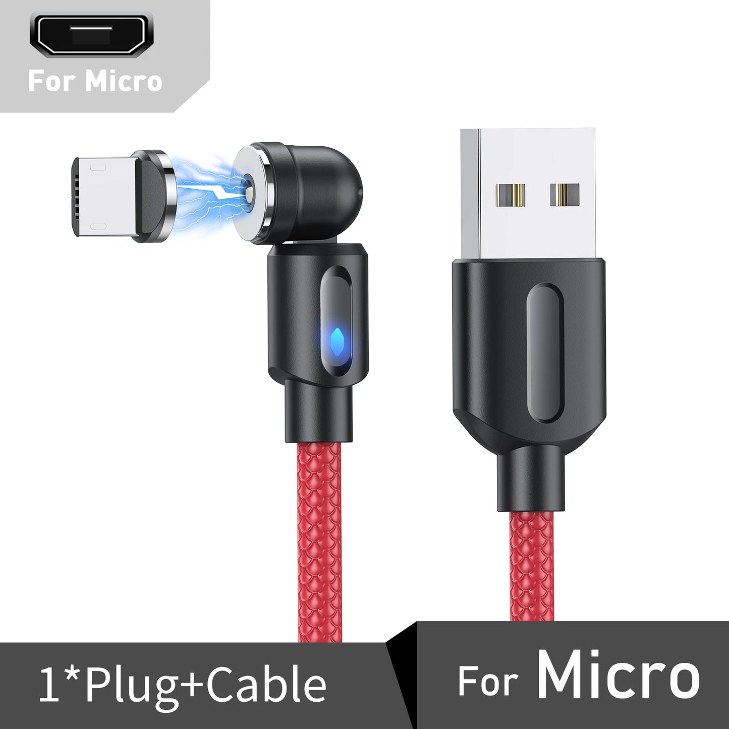 Magnetic Cable Type C Micro USB Cable Phone Charger 540 Degree Rotating Data Cable With LED For iPhone Xiaomi Huawei Samsung