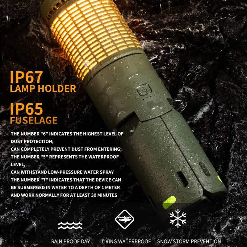 Folding Camping Light Portable Telescopic Lanterns Built-in 10000mAh Outdoor Waterproof Magnetic Lamp With Triangle Stand Base