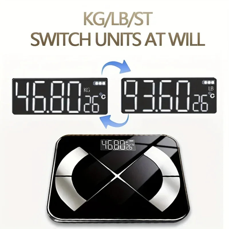 1pc intelligent body fat scale, high-precision wireless electronic weight scale, high-definition display, health data analysis