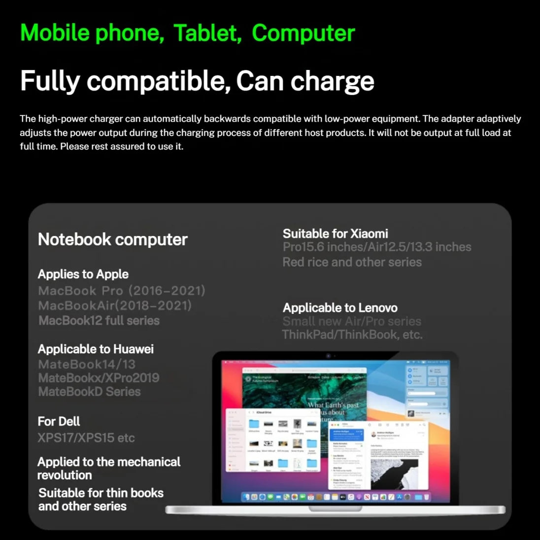 96W MacBook Charger Laptop USB-C Power Adapter For Macbook Pro M1 M2 MacBook Air A2337 A1706 Power Supply Adapter Fast Charger