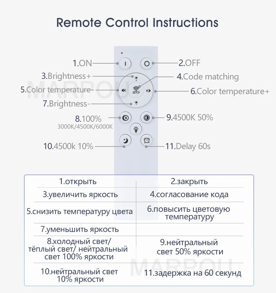 MARPOU Smart ceiling lamp led lamp for bedroom ceiling lights with Remote control Dimmable led lights for room Living room