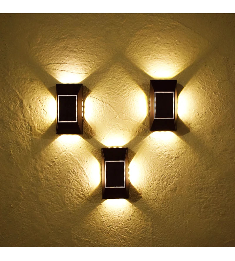 1/3pcs 12 LED Solar Wall Lamp Outdoor Waterproof Four Sides Glowing Light Staircase Villa Balcony Lighting Solar Wall Lights