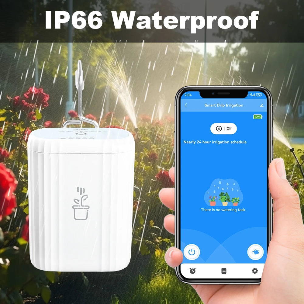 Tuya WiFi Smart Drip Irrigation Rechargeable Intelligent Watering Device Auto Watering Pump Controller Flowers Home Garden Tools