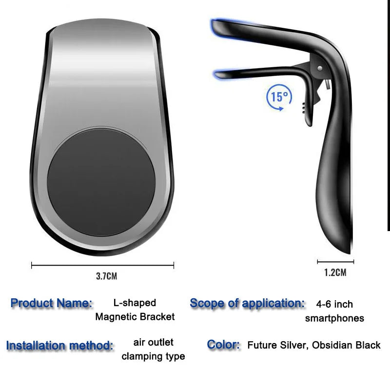 Mini Magnetic L-Type Phone Holder Air Vent Magnet Car Mount GPS Car Bracket for iPhone Samsung Xiaomi