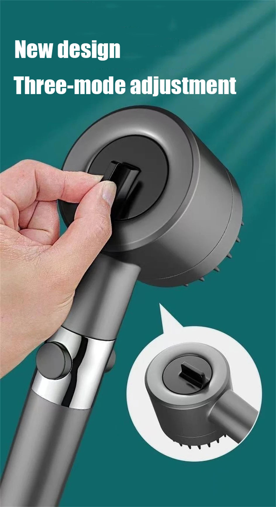 3 Modes High Pressure Water Saving Filter Powerful Shower Head Massage Spa Handheld Showerhead with ON/OFF Switch for Bathroom
