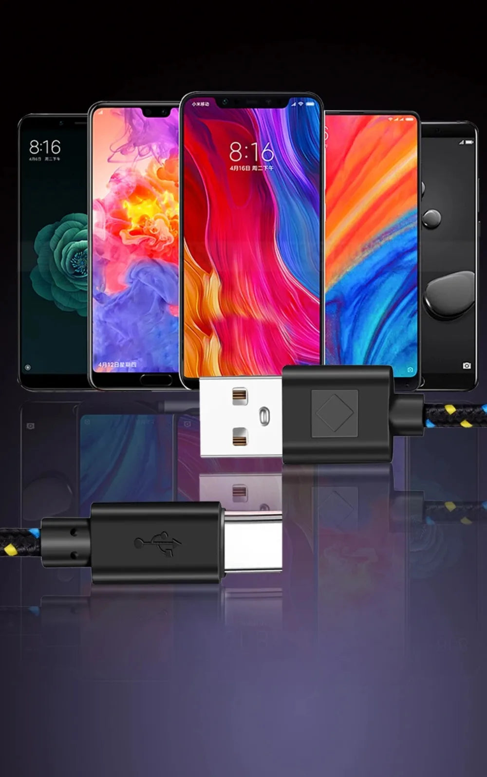 2.4A USB Type C Cable Fast Charging Nylon Braided Data Cable For Xiaomi 13 Huawei P60 Samsung S23 iPad USB C Phone Charger Wires