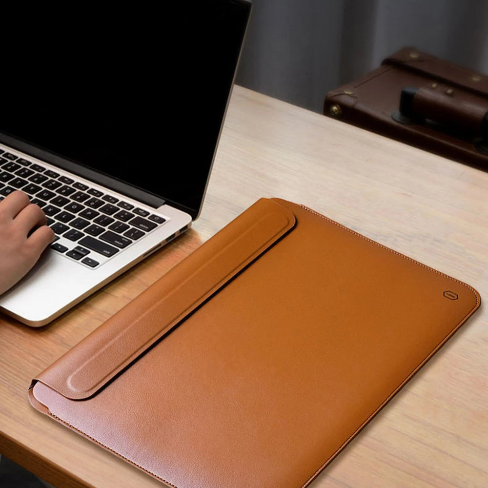 WiWU Laptop Sleeve Case for MacBook Air 13 M2 A2681 Ultra-thin Leather Notebook Case for Macbook pro 16 14 Waterproof Laptop Bag