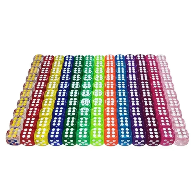 50PCS 14mm Colorful Transparent Dice Set - Rounded Edge Board Game Dice for Tabletop RPG, D&D, Casino, Party Games