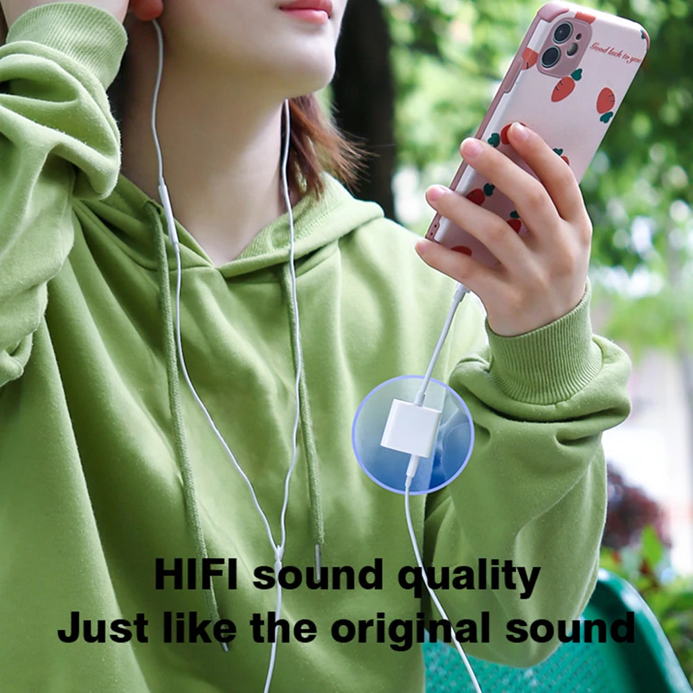 Byscoon 2 IN 1 earphones Jack Charger Adapter AUX Cable For iPhone 14 13 12 11 Pro XS Max XR lightning to 3.5MM/Type C