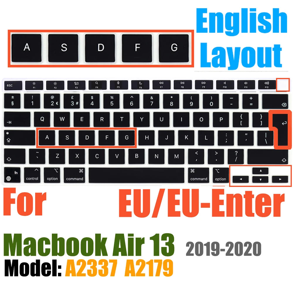 Keyboard Cover For MacBook Air 13 inch 2022 2021 2020 Release A2337 M1 A2179 with Touch ID Waterproof Protective Silicone Skin