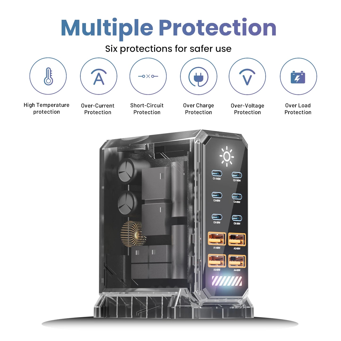 660W GaN USB C Charger Station 10 Port Fast Charger Type C PD3.1 PD3.0 PPS Quick Charger For Macbook Pro iPad iPhone 16 Samsung