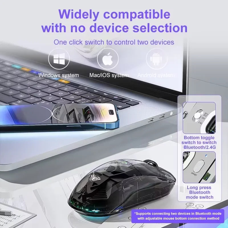 AULA SC660 Wireless Bluetooth Mouse E-sports Mouse Three-Mode Connection Lightweight Mouse Type-C Charging Game Office Girls Boy