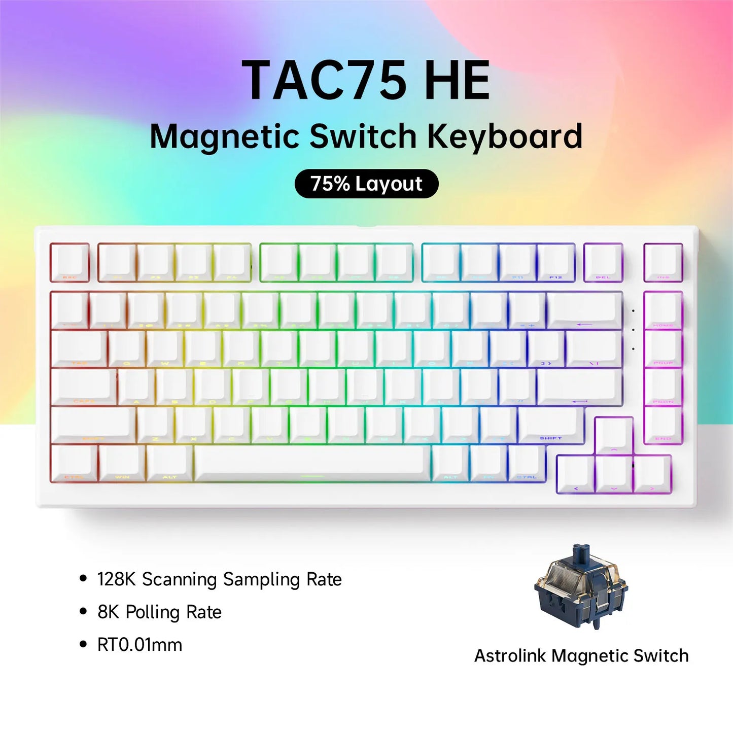 AKKO TAC75 HE Magnetic Switch Keyboard 75% Gaming Keyboards Rapid Trigger 0.005mm 8K RGB Wired Esports Custom Keyboard for Gamer