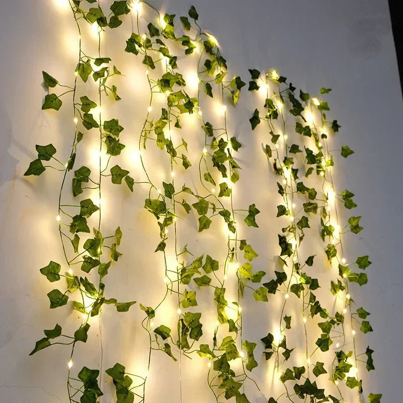 Floral Green Leaf String Lights Artificial Vine Fairy Lights Solar Lights Garland Lights for Home Decoration Christmas Lights
