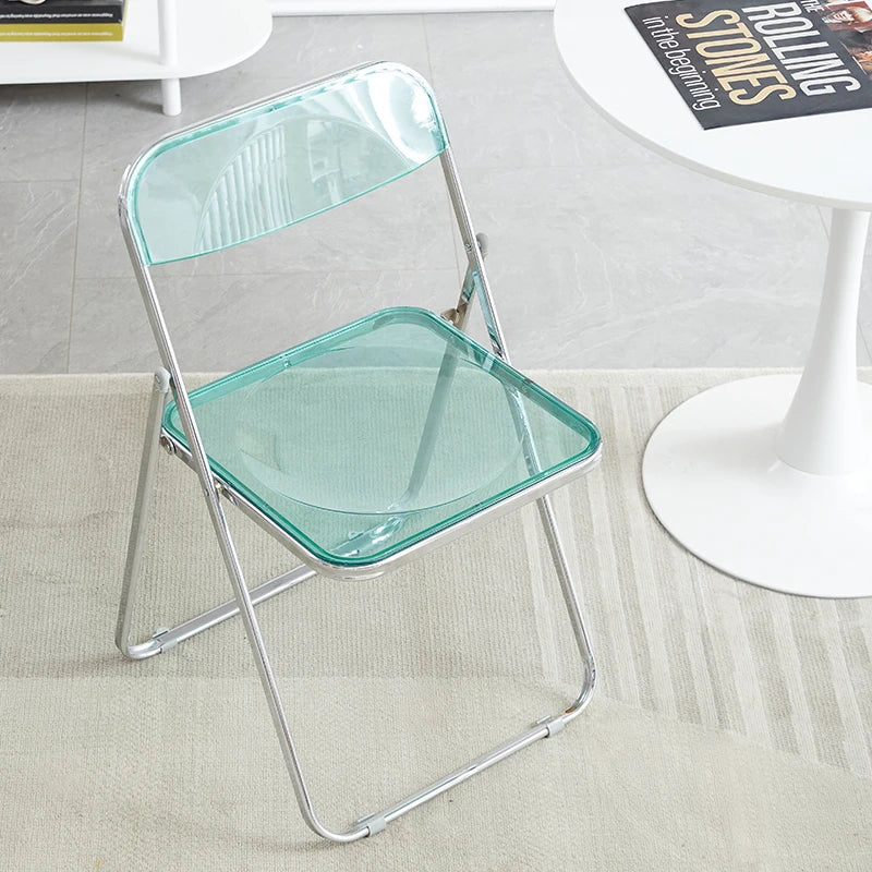 Fashion Acrylic transparent folding chair restaurant household dining chairs Office folding chair Folding stool