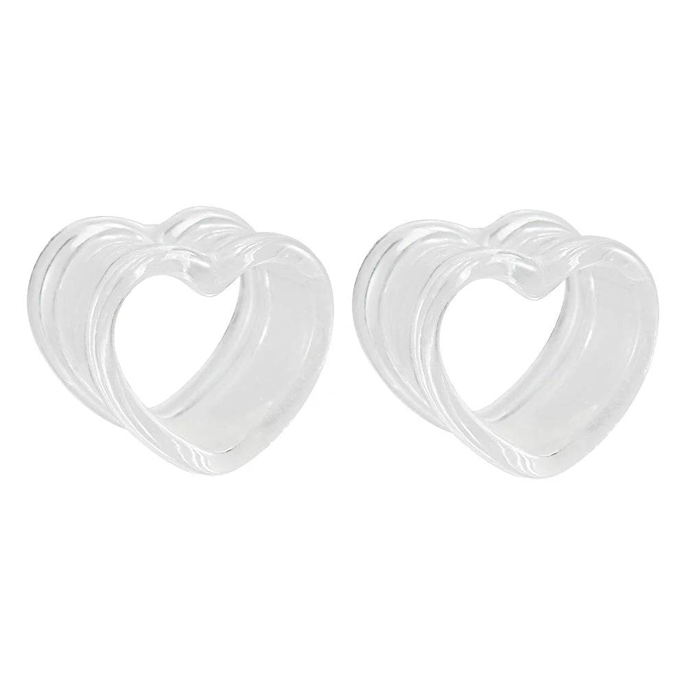 Acrylic Love Black White Heart Shaped Hollow Transparent Ear Gauge Piercing Clear Ear Tunnel Ear Expander 4mm-25mm