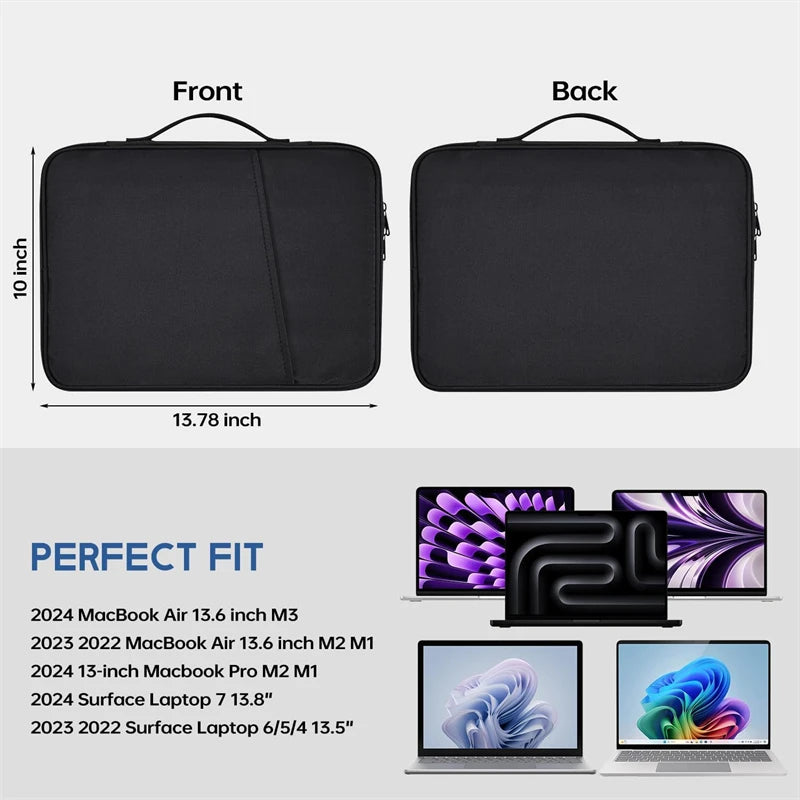 Waterproof Shockproof Handle Bag Laptop Sleeve Case for Macbook Air 11 12 13 13.6 Inch M4 M3 M2 Chip Mac Book Cover Accessories