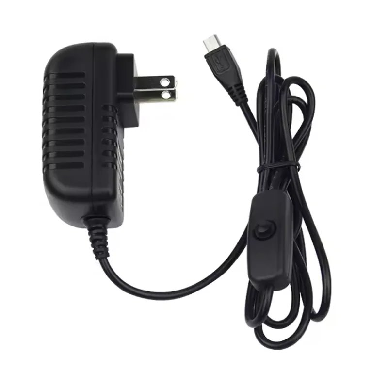 5V 3A Raspberry Pi 3B+ 3B Power Supply with Switch Button Power Adapter Micro USB Port for Pi Zero 2 W Orange Pi Zero 3 LTS