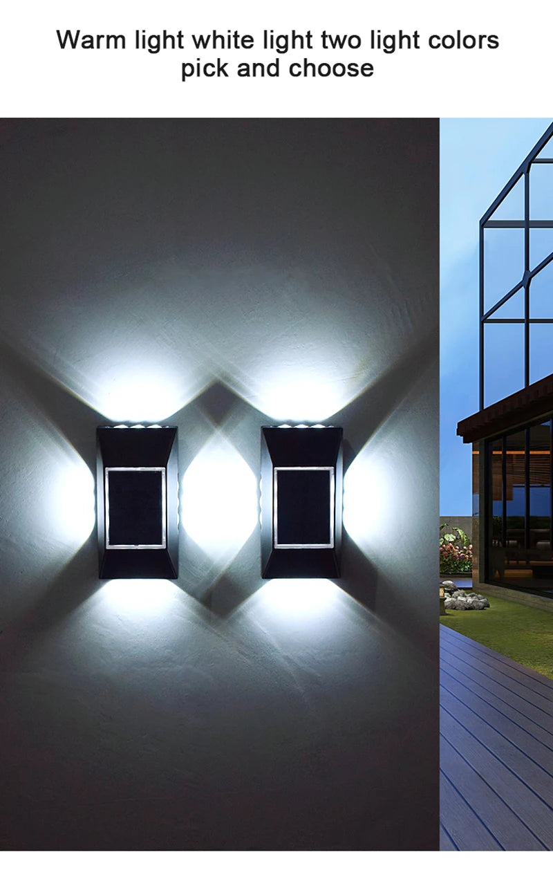 1/3pcs 12 LED Solar Wall Lamp Outdoor Waterproof Four Sides Glowing Light Staircase Villa Balcony Lighting Solar Wall Lights