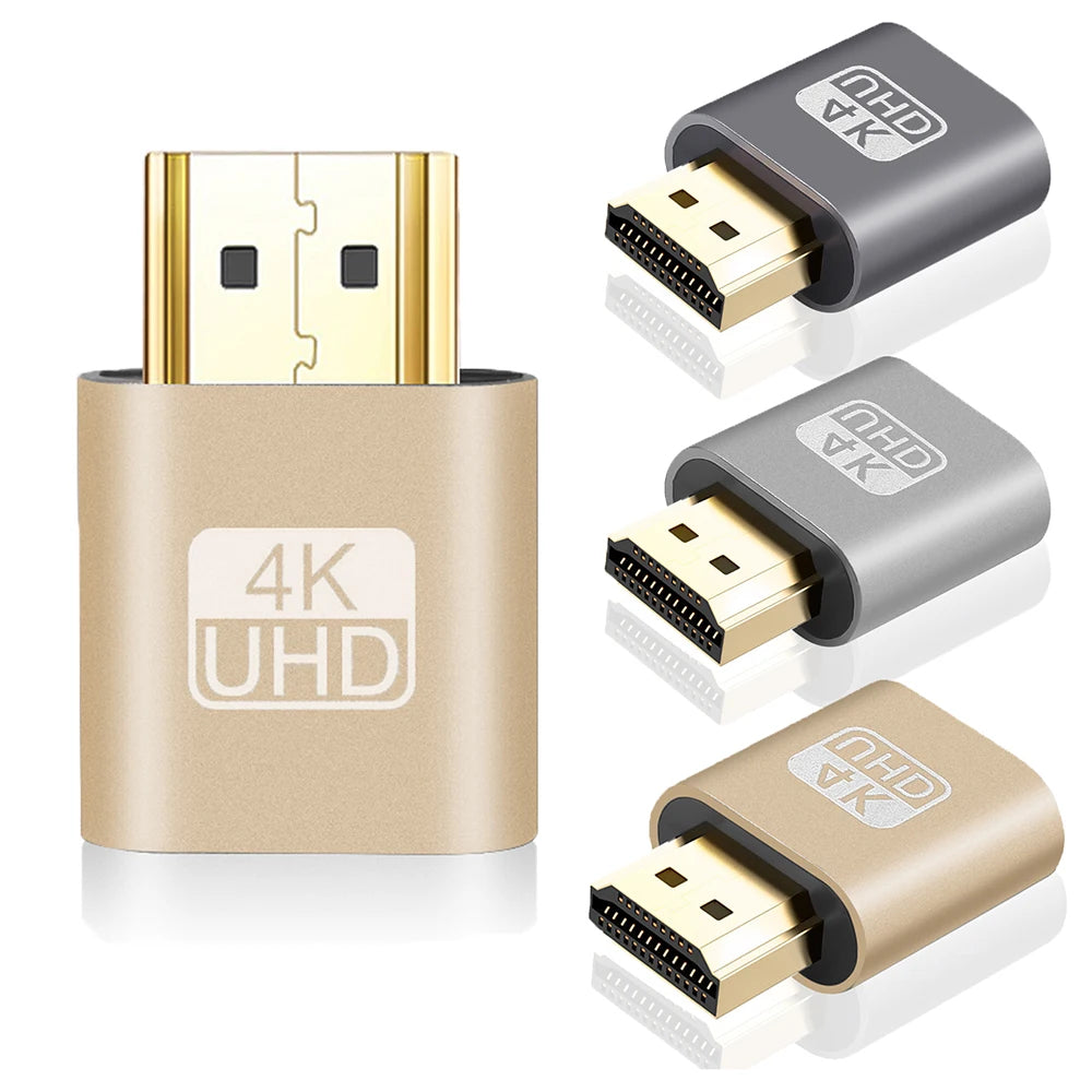 HDMI-compatible VGA Virtual Display Adapter 4K 1.4 DDC EDID Dummy Plug Headless Ghost Display Emulator Video Card Lock Plate