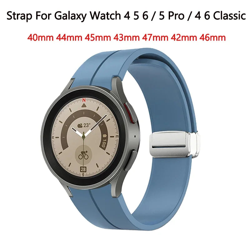 No Gap Magnetic Silicone Strap For Samsung Galaxy Watch 7 6 5 4 44mm 40mm Pro 45mm Bracelet Galaxy Watch6 Classic 43mm 47mm Band
