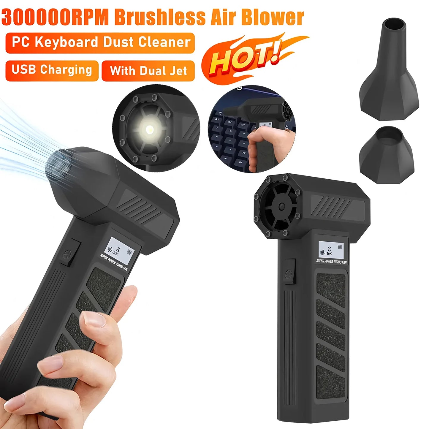 300000PRM Portable Electric Air Blower Turbo Jet Fan Brushless Motor HighSpeed Mini Turbo Jet Fan Adjustable Wind Violent Blower