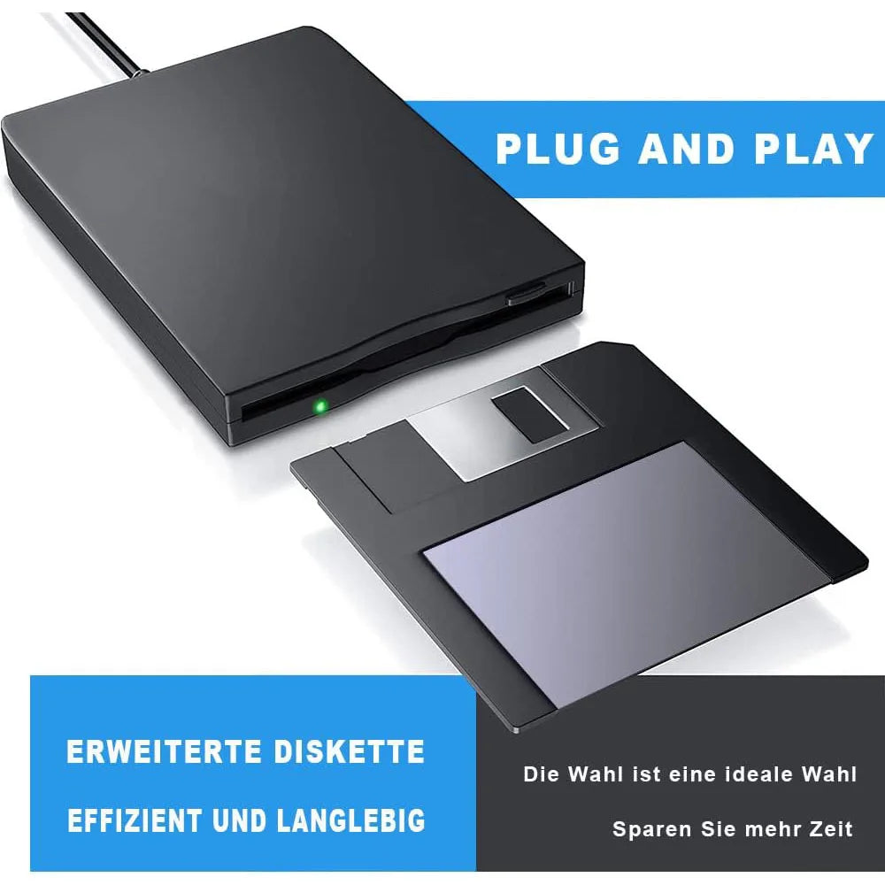USB Floppy Disk Reader Drive 3.5" External Portable 1.44 MB FDD Diskette Drive for Mac Windows 10/7/8/XP/Vista PC Laptop Desktop