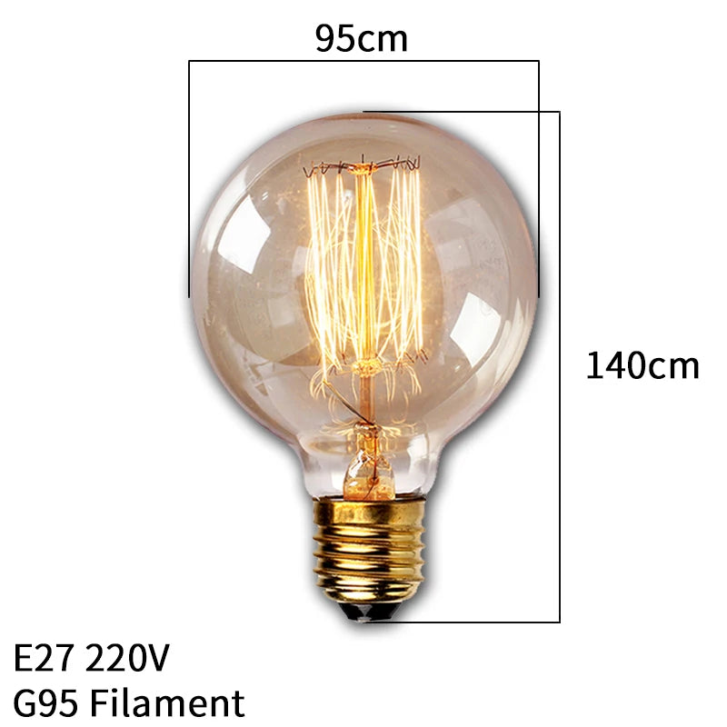 4pcs/lot Retro Edison Light Bulb E27 220V 40W ST64 G80 G95 T10 T45 T185 A19 A60 Filament Light Vintage Ampoule Edison Lamp