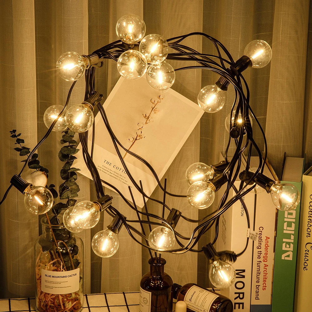String Lights LED 15 Light Bulbs 10M G40 Globe String Lights Shatterproof Patio Lights for Indoor/Outdoor Commercial Decor Lamp