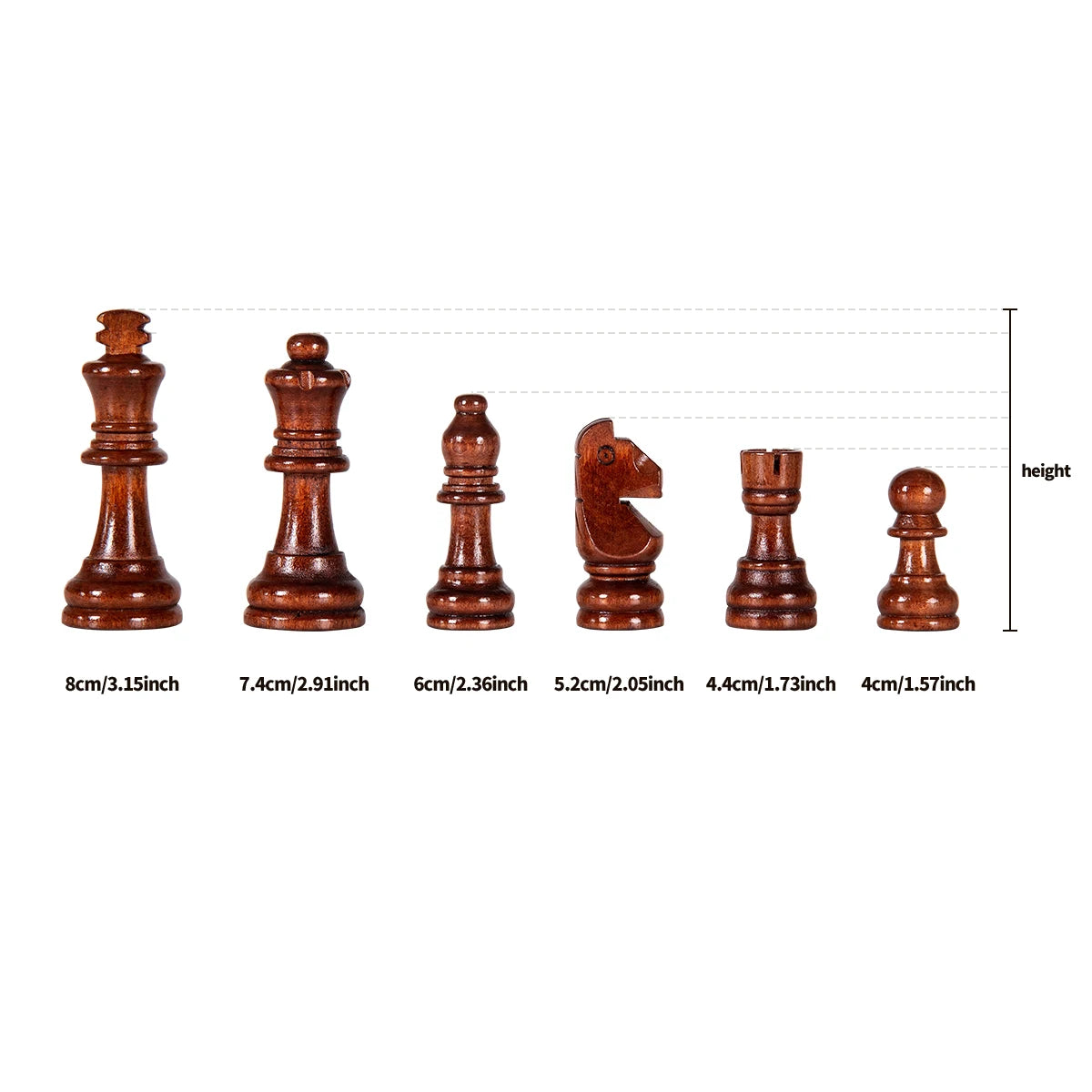 39cm wooden folding chessboard, with 2 additional pieces, High end solid wood chess piece set, holiday gift entertainment