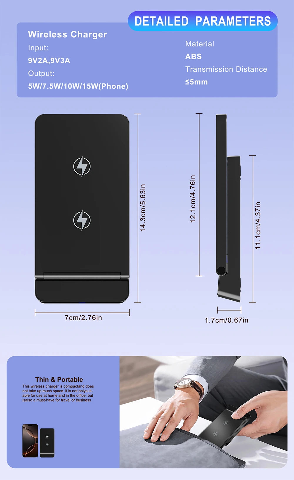 Wireless Charger Phone Desktop Folding Holder Stand For iPhone 16 15 14 13 12 Pro Max Samsung S24 Xiaomi Fast Charging Station