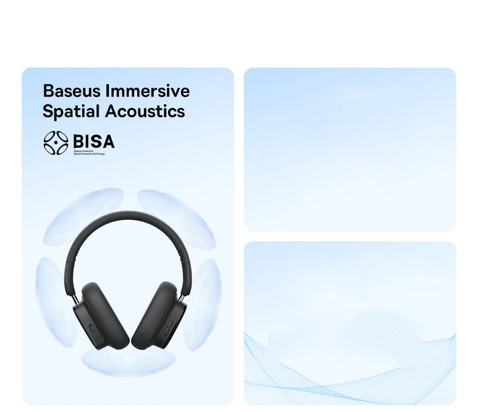 Baseus H1i ANC Wireless Bowie Headphone Bluetooth 5.3 Noise Cancellation Hi-Res 38db 3D Spatial Audio Ear Headsets