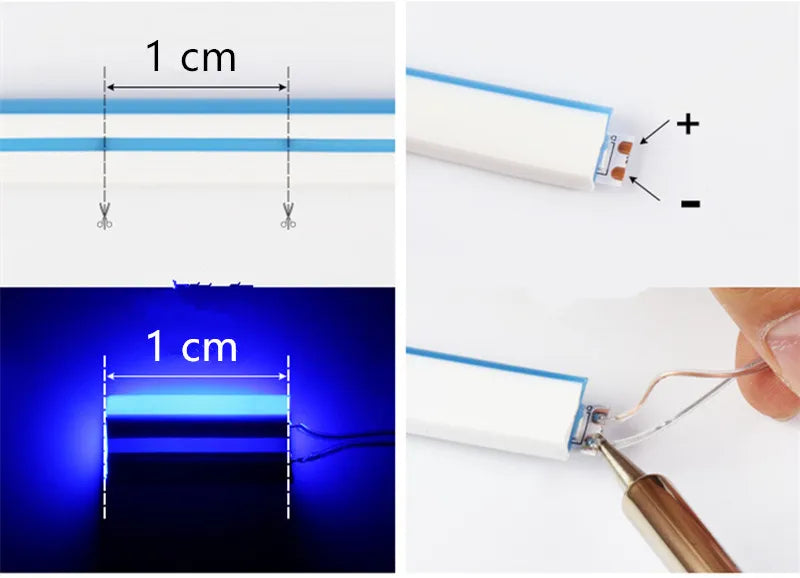 12V Led Neon Strip Lights Flex Tape Ribbon Lamp Rope Waterproof Silicone Tube Bar 1cm 1led Cut DIY Ad Sign Board Billboard
